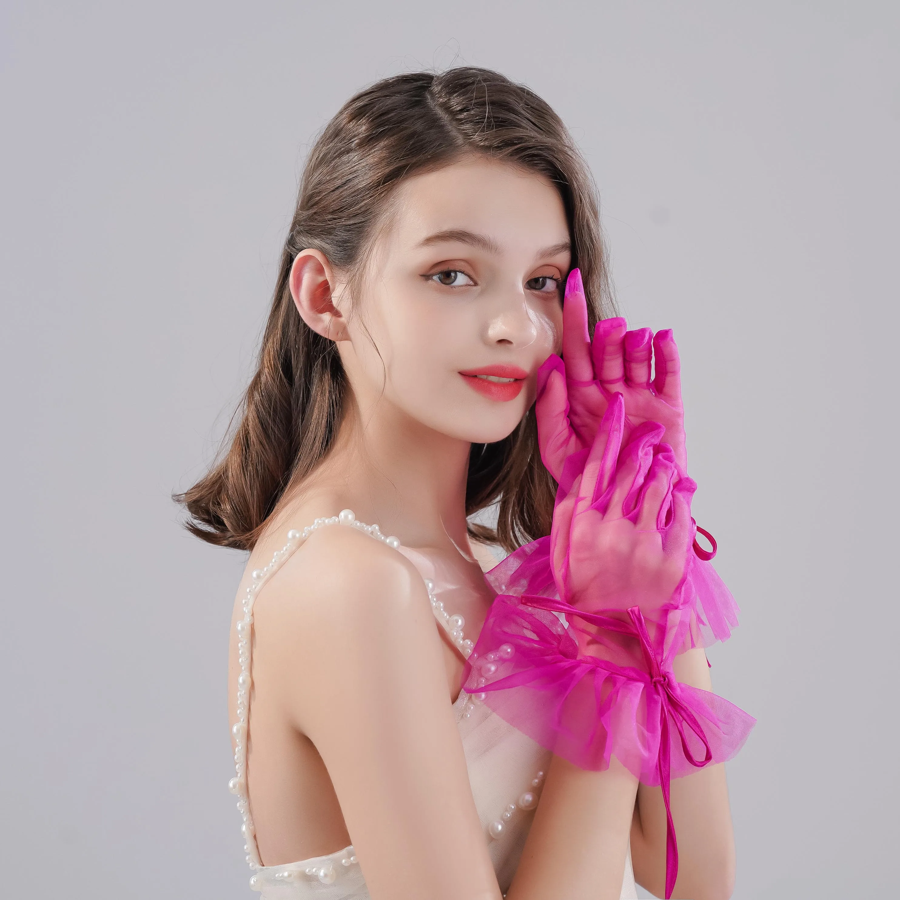 Romantic Style Sexy Hollow Lace All Finger Ladies' Party Gloves For Dancing Party