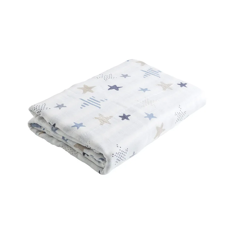 Infant Quilt for All Seasons Six-layer Bamboo Fiber European and American Cartoon Print Baby Blanket