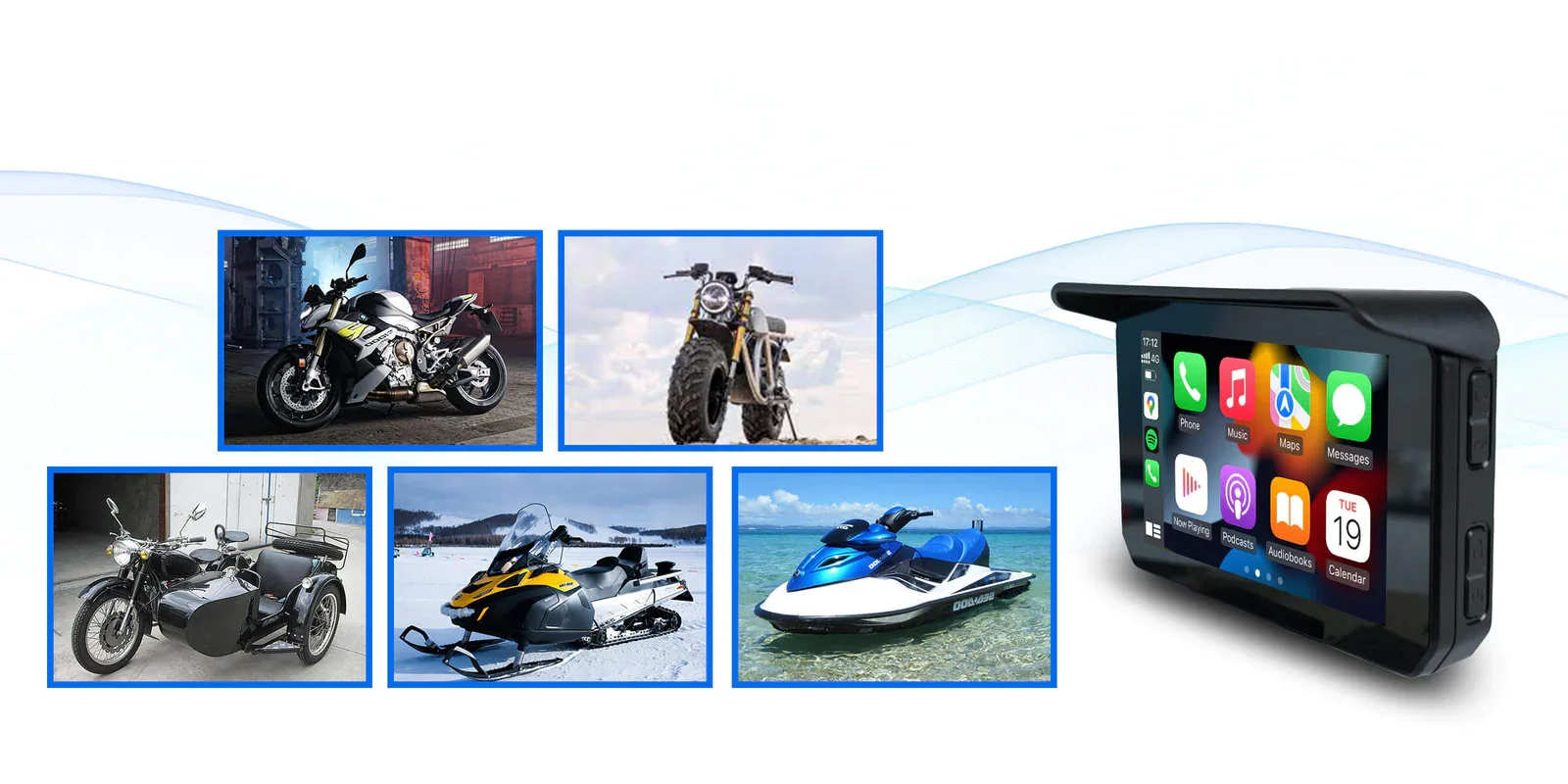 5인치 휴대용 오토바이 GPS 네비게이션 IP67 방수 카플레이 안드로이드 오토 동글 (1년 보증) 무선 WIFI 블루투스 FM 지원