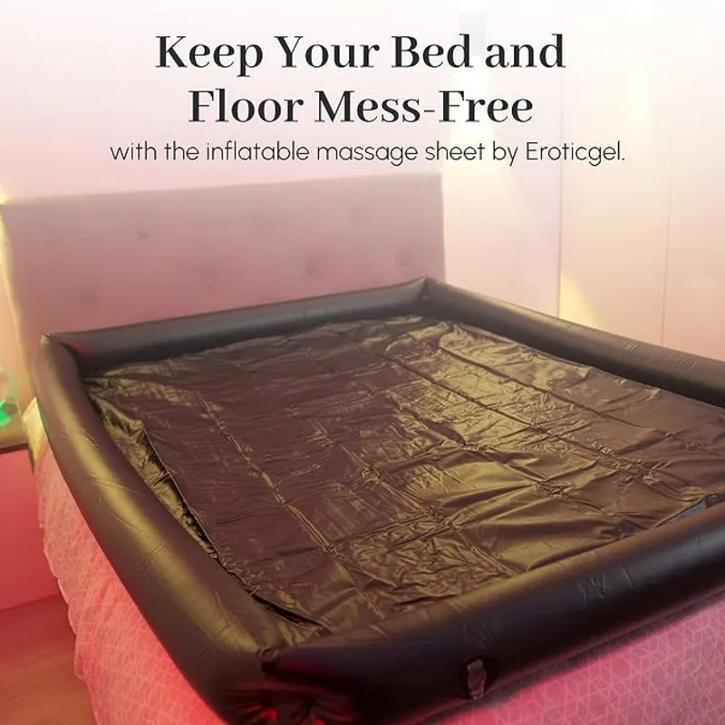 Inflatable Massage Sheet Water Bed Couples Passion Body Oil Spa Spill-Proof Border Black Durable PVC Waterproof Sex Furniture