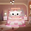 Princess Girls Luxury Double Bed Modern Soft Design Loft Single Children Beds Frames Baby Lit Cabane Enfant Bedroom Furniture 2