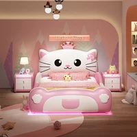Princess Girls Luxury Double Bed Modern Soft Design Loft Single Children Beds Frames Baby Lit Cabane Enfant Bedroom Furniture 2