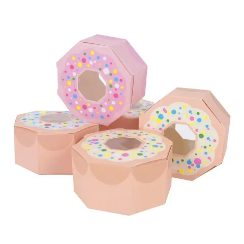 

10pcs Bags Sweet Donut Theme Party Wedding Birthday Baby Shower Decoration Favors Paper Candy Chocolate Gift Box