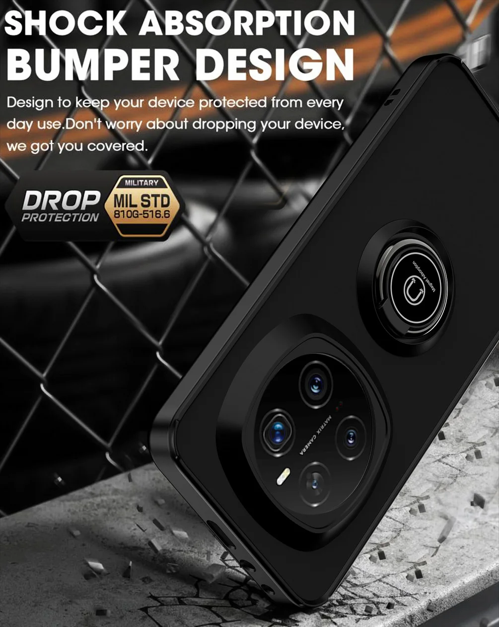 Universal Rotatable Bracket Case with Metal Ring Car Holder