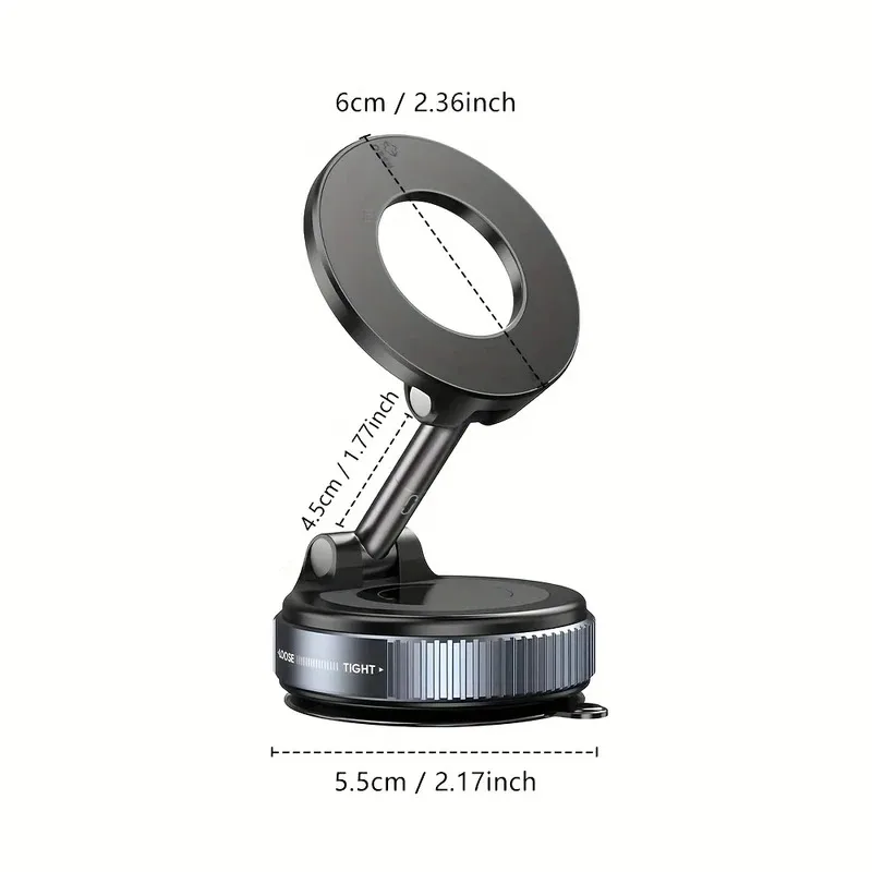 K007 Strong Magnetic Car Phone Holder Foldable Design 360° Adjustable Vacuum Mount for Car/Desk/Bathroom/Universal Use