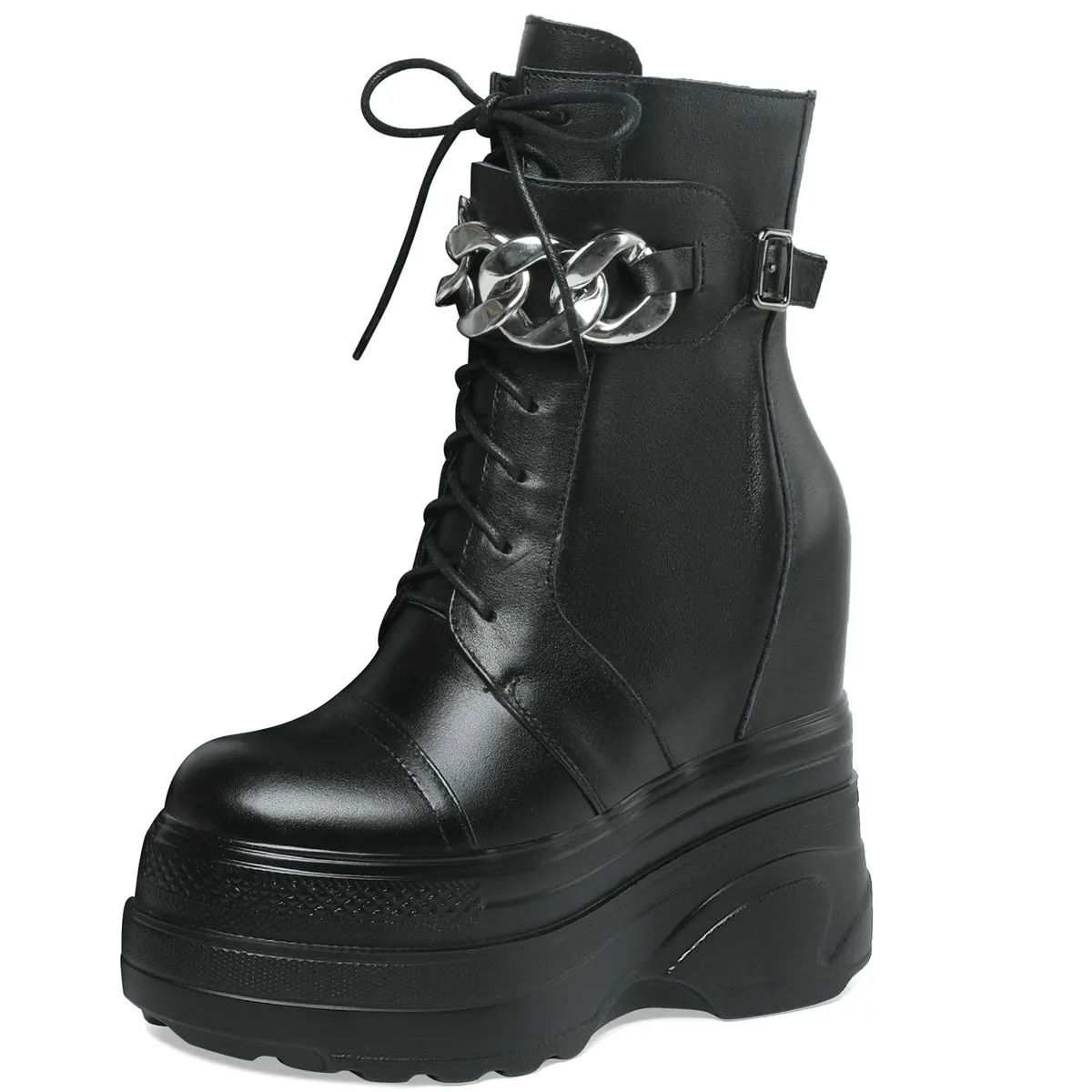 Winter-Plateau-Pumps, Schuhe für Damen, individuell, große Größe 47, echtes Leder, Keile, High Heels, Schneestiefel, Größe 44, klobige Turnschuhe – Detail 4