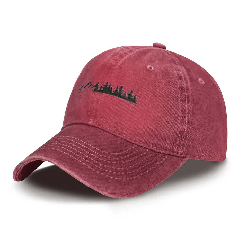 Baseball Cap With Trees, Unisex Low Profile Cotton Washed Hat For Men Or Women, Green Nature Gift For Him Or Her, Camping Hiking Outdoors Dad Hat At Men's Clothing Store