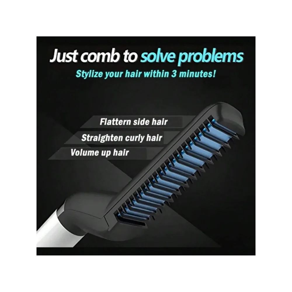EU Plug Men's All-in-One Ceramic Hair Styler Comb Straighteners Curlers Set Styling Combs Straighteners Men's Quick Styler