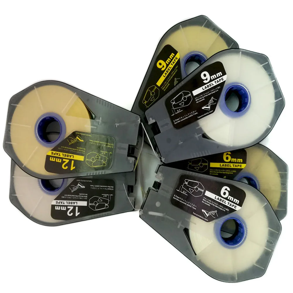 Cassetta Per Etichette 6 9 12Mm X 30M (Bianco Giallo) Macchina Da Stampa Per Ghiera Adesiva Per Macchina Da Scrivere Mk1000 Mk2000 Mk1100, Mk2100 Mk15