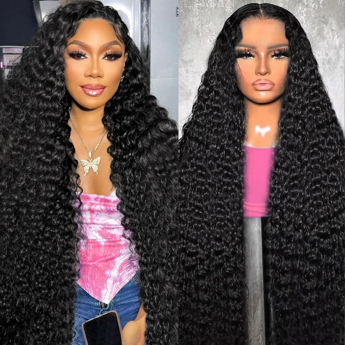 13x6 HD Lace Burmese Curly Deep Wave Human Hair Wig Glueless Curly Lace Front Human Hair Wigs for Woman 5x5 HD Lace Closure Wig 1