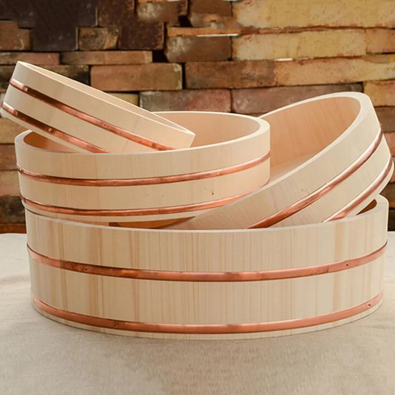 Cuisine Sushi Bucket White Pine Wooden Korean Bibimbap Bucket Sushi Bowl Japanese Cuisine Wooden wooden food bucket