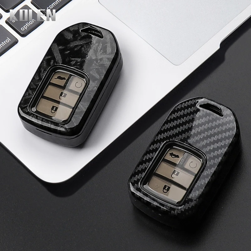 Sleek Carbon Fiber Style Car Key Case Cover