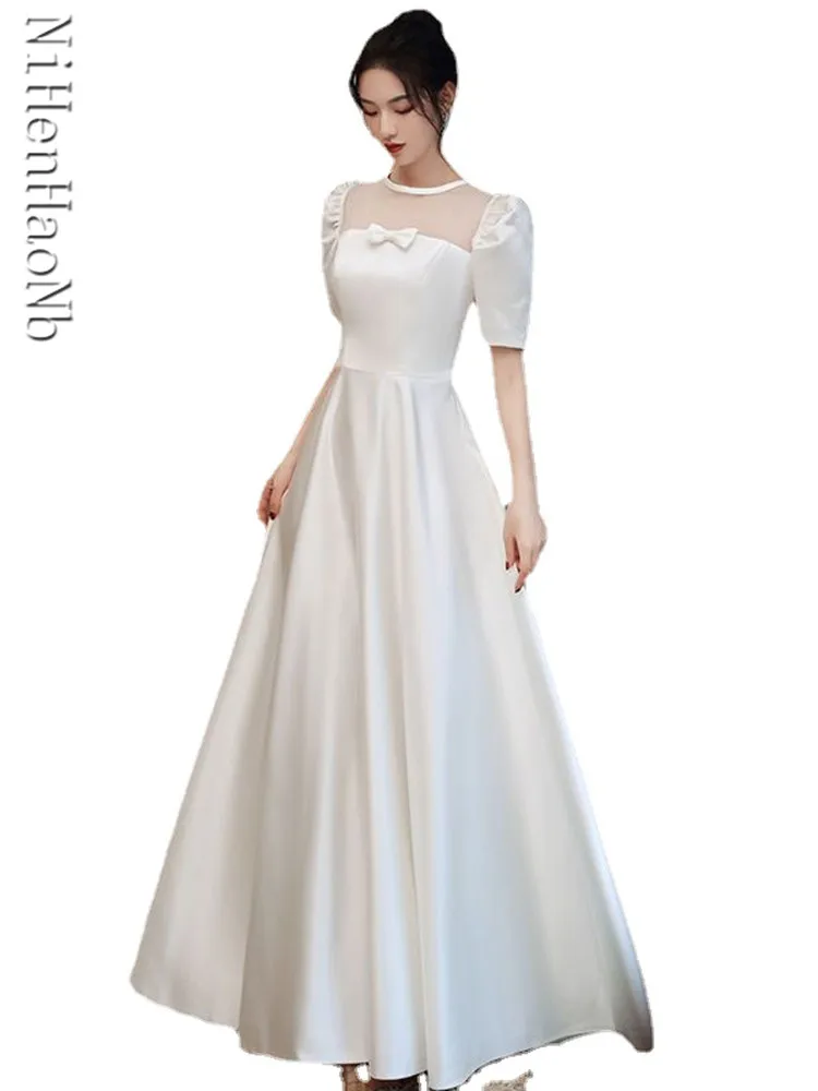 short-sleeve-wedding-dress-satin-a-line-floor-length-bridal-party-dress-korean-style-elegant-bridal-gown