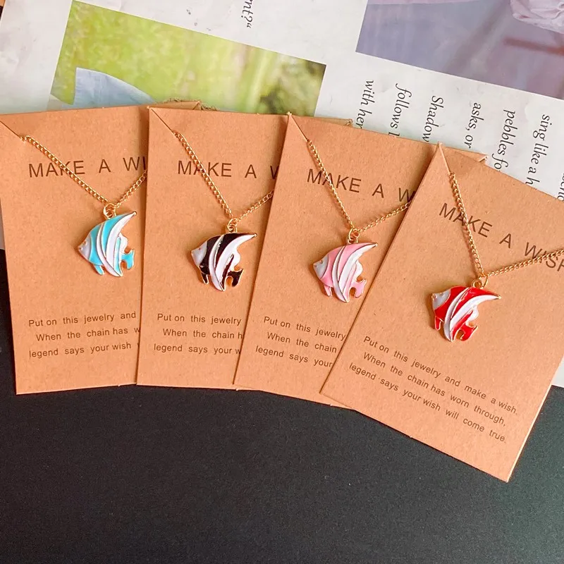 Ожерелье с подвеской в виде милых мультяшных тропических рыбок для женщин, девочек, детей, красочное модное украшение на шею, подарок для друга, оптовая продажа Ожерелье с подвеской в виде милых мультяшных тропических рыбок для женщин, девочек, детей, красочное модное украшение на шею, подарок для друга, оптовая продажа