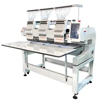 High Speed Three Heads 12 Needles Hat T-Shirt Flat Computerized Embroidery Machine Free Shipping