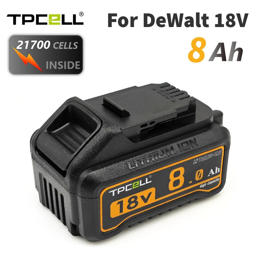 Tpcell 8.0Ah Per Batteria Dewalt 20V 21700 Batteria Di Ricambio Dcb200 Compatibile Con Batteria Per Utensili Dewalt 18V/20V