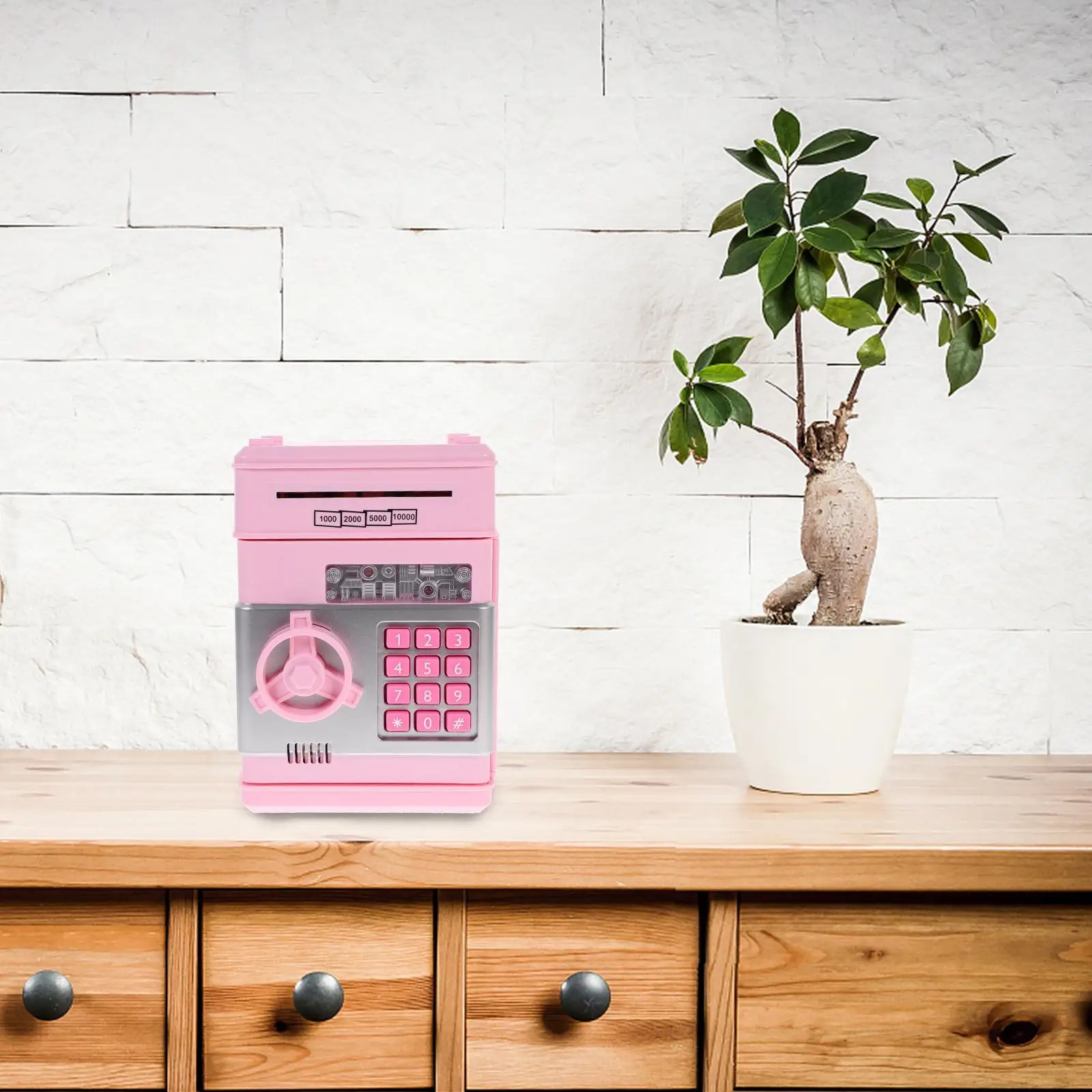 Children's Money Saving Bank Deposit Box Intelligent Voice Mini Safe and for Kids with Pass Code (Pink, Button Color) 5