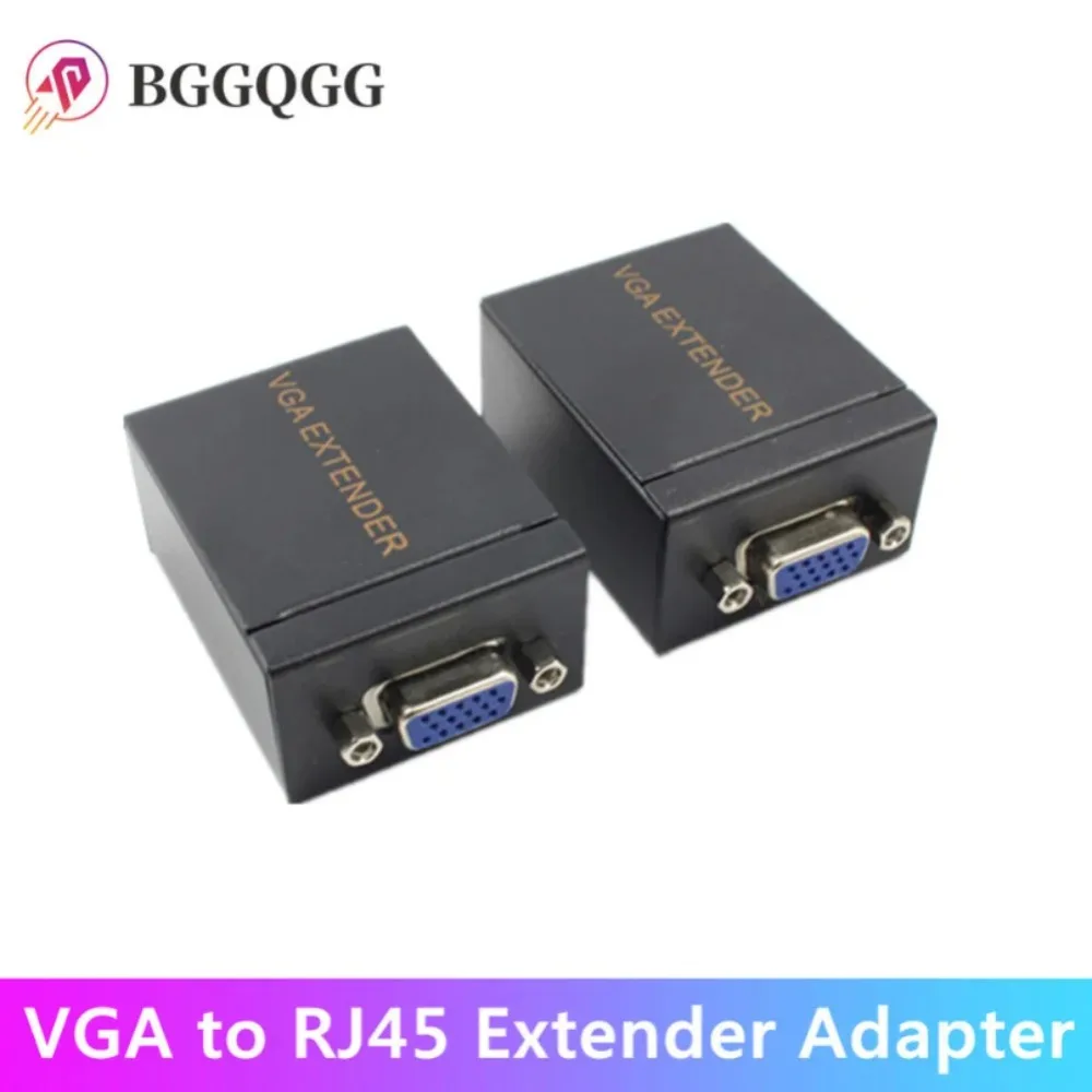 Bggqgg 1 Paio Ricevitore Trasmettitore Vga A Rj45 Extender Ripetitore Di Cat5E/6 Fino A 60M Vga Utp Per Pc Laptop Computer Proiettore