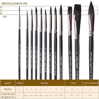 Paint Brushes Set, 12pcs Synthetic Nylon Tips Artist Brush for Acrylic Oil Watercolor Gouache Artist Professional Painting 2