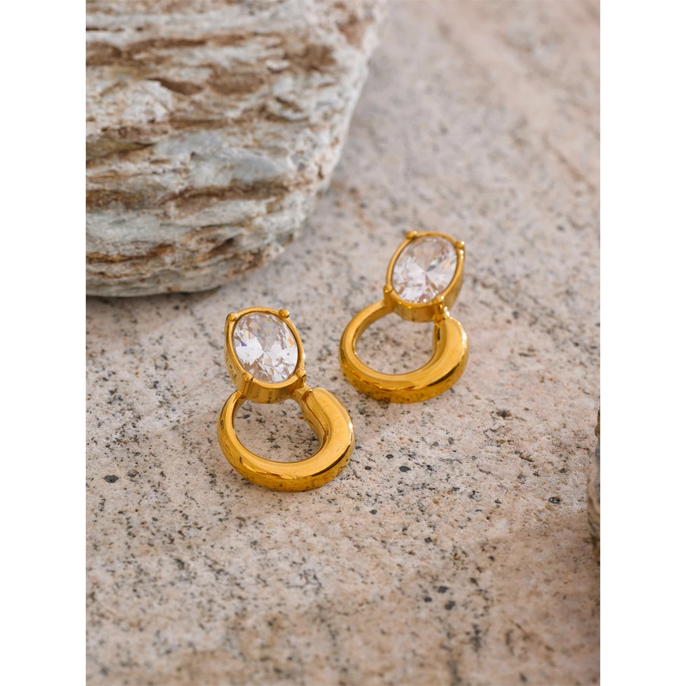 Yhpup Geometric Stud Earrings 18K Golden Plated