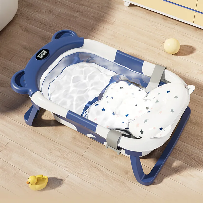 Baby Bath Tub Real-time Temperature Folding Silicone Baby Bathtub