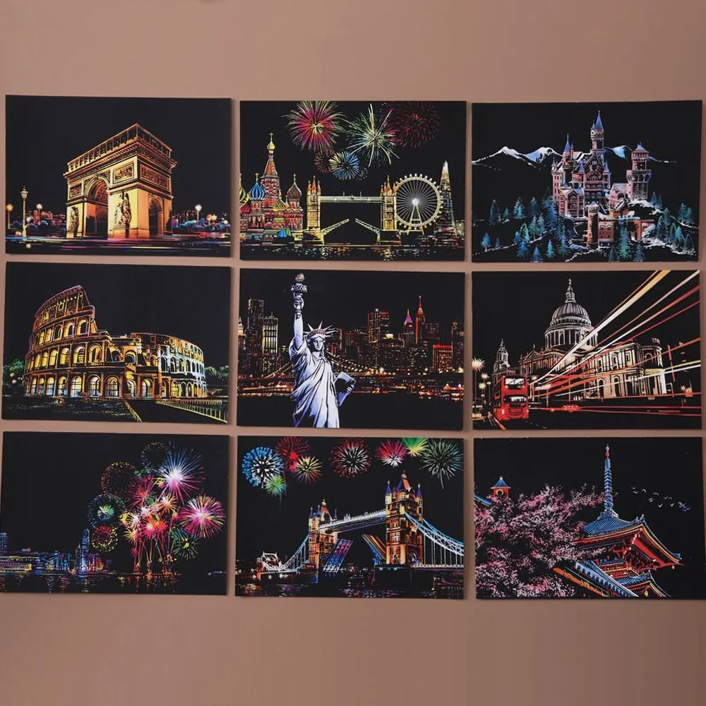 DIY Night Scene Painting Scratch Attractions Series For Child Adult Decompression 1