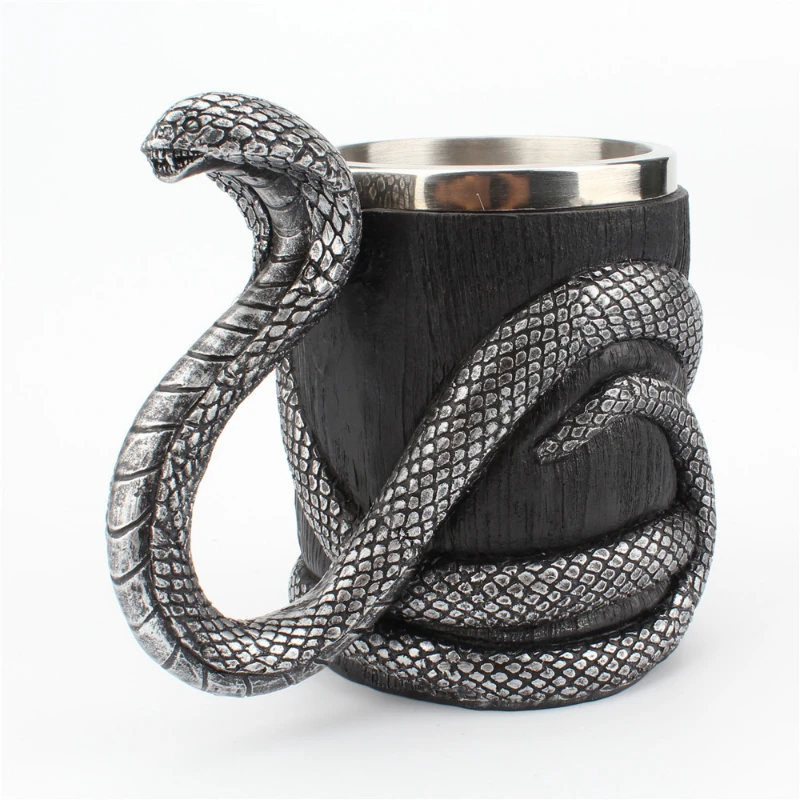 

Creative Cobra 304 Stainless Steel Liner Resin Mug Beer Mug Home Domineering Office Cup Boss Cup Personalized Gift High-end.