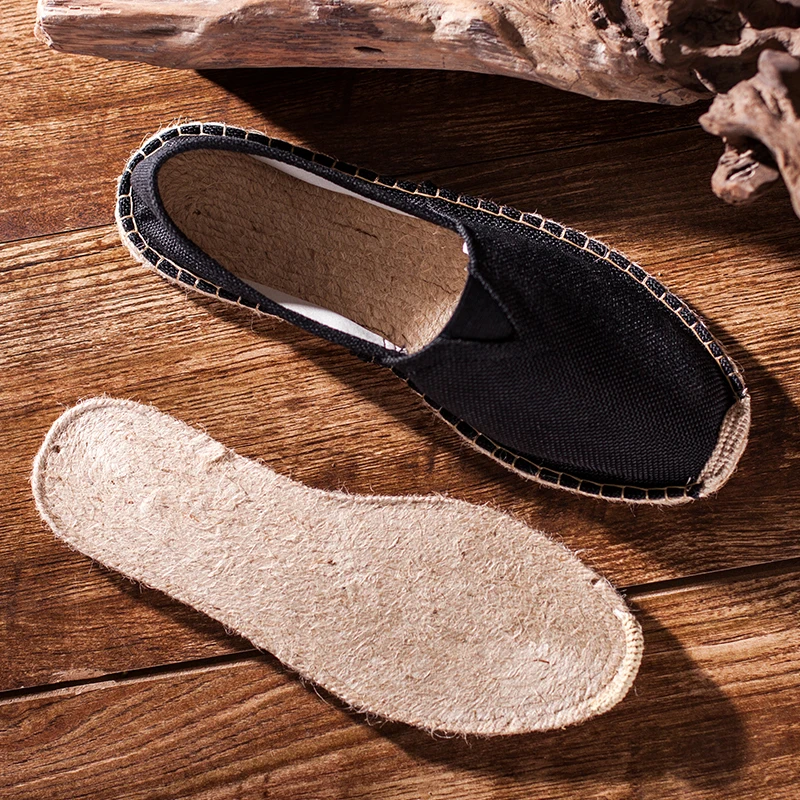 Breathable Comfortable Thick Sole Linen Shoes Soft Shoes for The Elderly Light Personality Canvas Shoes Lazy Shoes A Slip-on Men 5