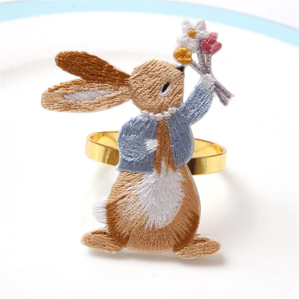 

Water-proof 6Pcs Useful Delicate Design Napkin Holders Metal Easter Napkin Holders Rabbit Pattern for Party