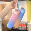 700ml High Temperature Resistant Plastic Sports Cup Rainbow Frosted Progressive Color Water Bottle with Graduated Straw YDSH01 4