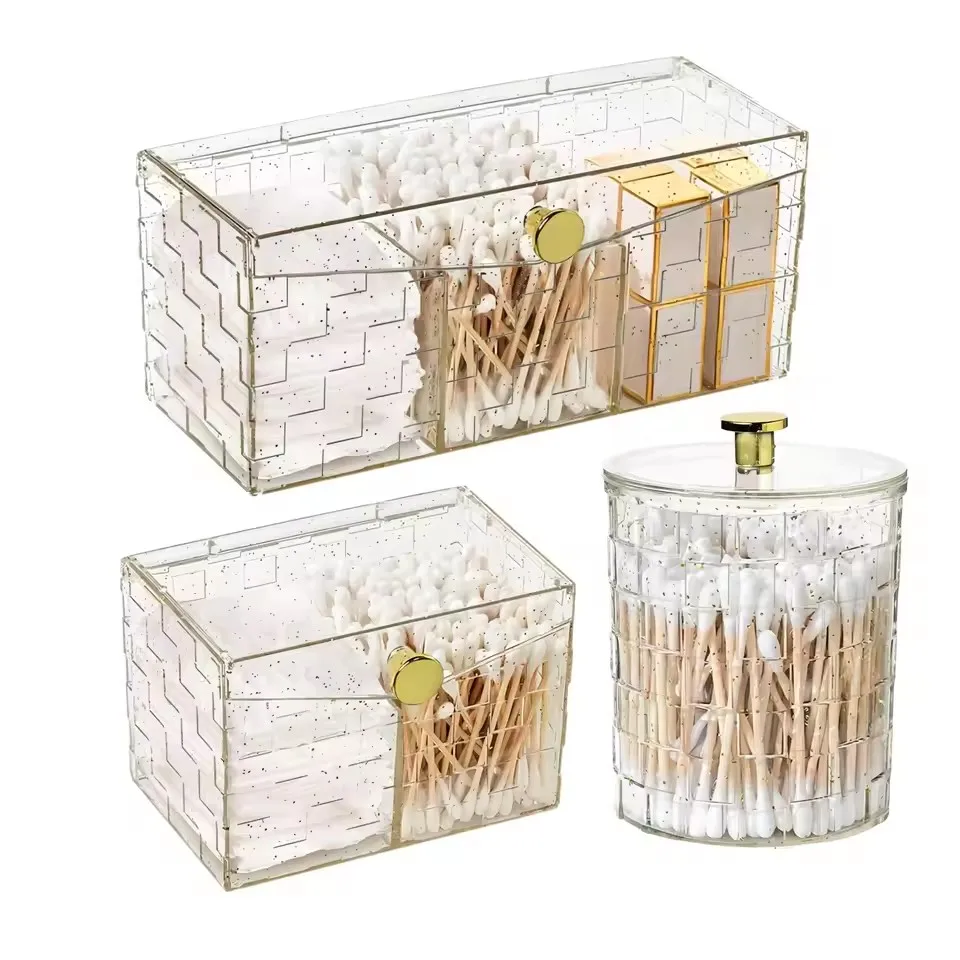 Acrylic Qtip Holder,Cotton Swab Holder,Bathroom Jars With Lids Set,Apothecary Jar Dispenser For Cotton Ball,Bath Salts 2