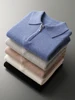 New Men's 100% Wool Sweater Long Sleeve Cashmere Pullover Autumn Winter Polo Collar Soft Knitwear Smart Casual Jumpers Top Cloth 1