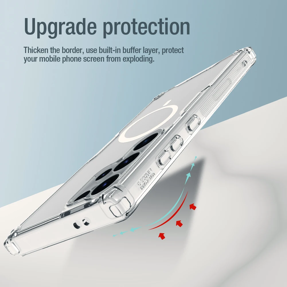 Nillkin For Samsung Galaxy S24 Ultra MagSafe Magnetic Case Nature Pro Transparent Clear TPU Frame Cover For Samsung S24+ Plus