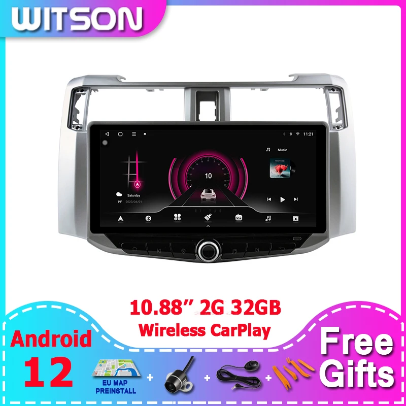 

WITSON 10,88 "Android 12 мультимедийный плеер для TOYOTA 4 runner (LOW) 2009-2020 с держателем мобильного телефона Qled экран видеоплеер