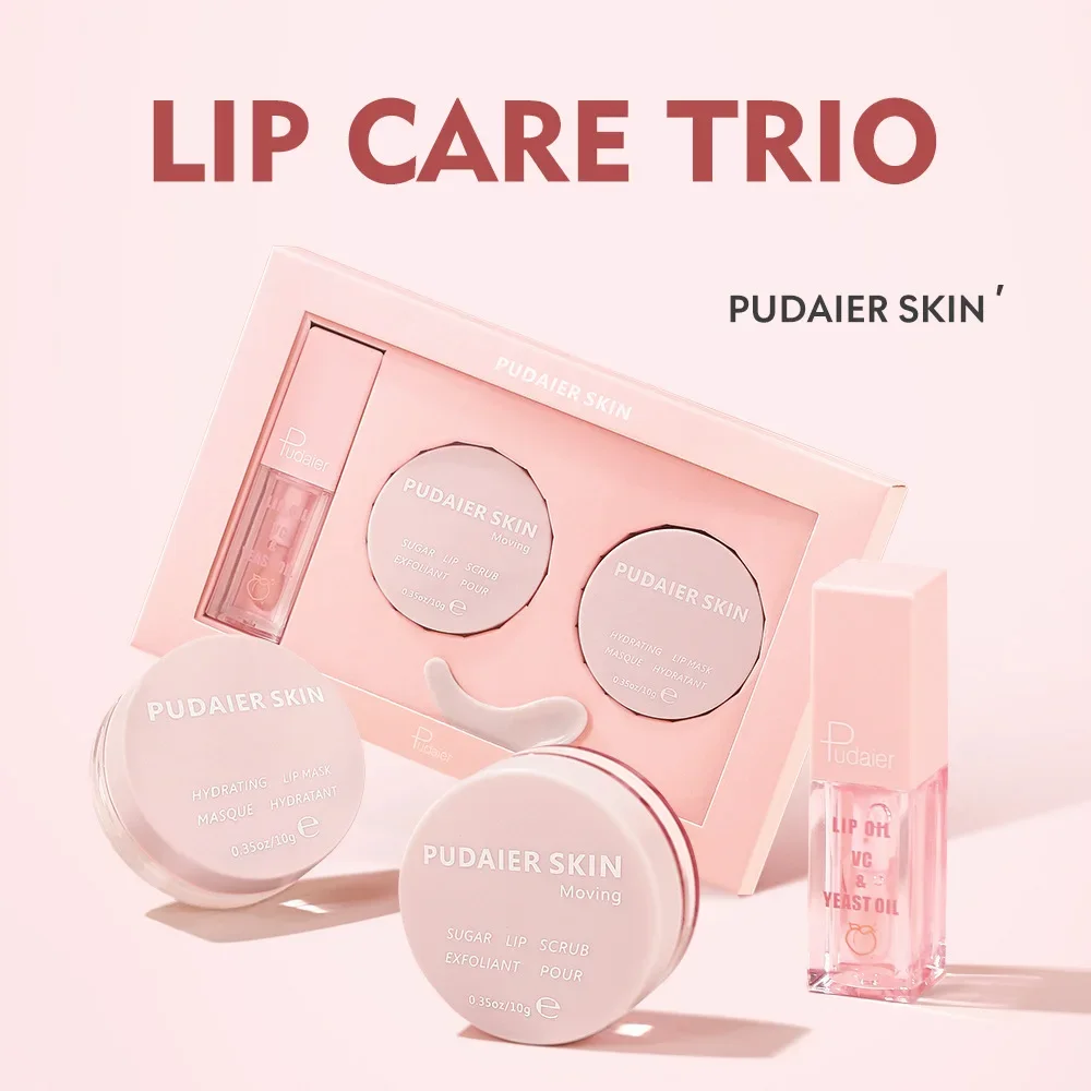 Pudaier Lip Oil Lip Gloss Care Set Makeup Exfoliating Lips Scrub Nourishing Moisturizing Lipmask Lip Oil Balm Base Moisturizer 2