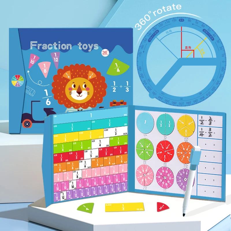 Libro Magnético De Fracciones – Juego Educativo De Madera Y Papel Para Aprender Matemáticas, Manipuladores Visuales Para Primaria, Regalo Escolar