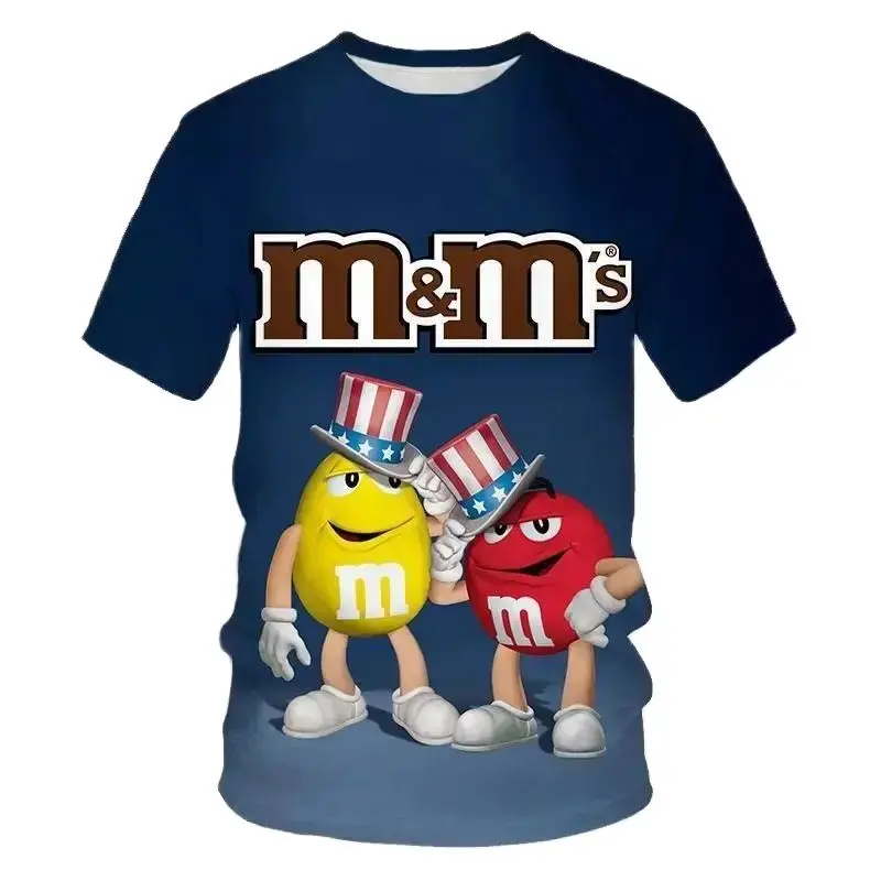 Summer Men Fun Fun Cute M Chocolate Bean Cartoon T-Shirt Fashion 3d Printed O Collar Short Sleeve Loose Casual Plus Size Top men t shirt