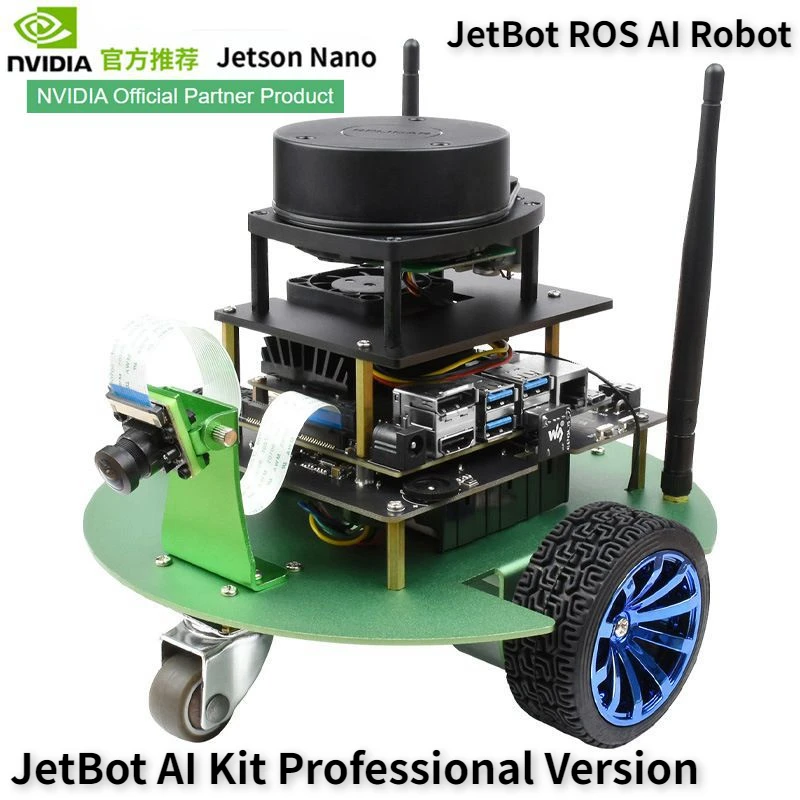

NVIDIA Official By Jetson Nano JetBot Professional Version ROS AI Kit Dual Controllers AI Robot Lidar Mapping Vision Processing
