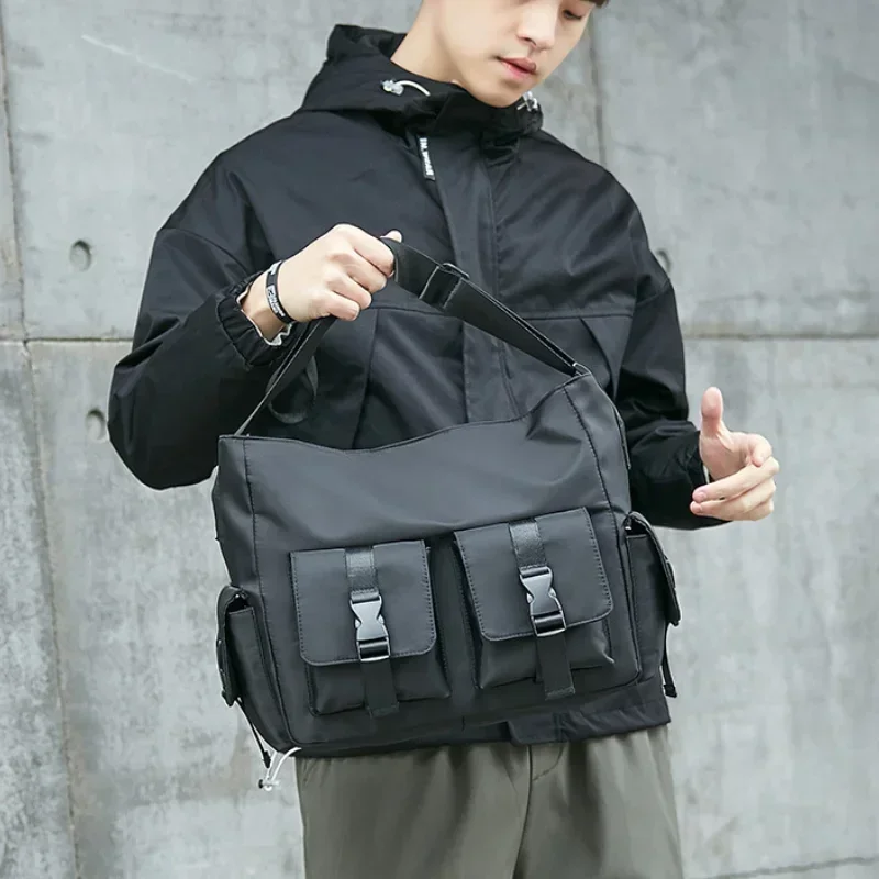 Casual Large Capacity Waterproof Messenger Shoulder Bag Men Crossbody School Bag for Teenage Outdoor Man Black Big Travel Bags