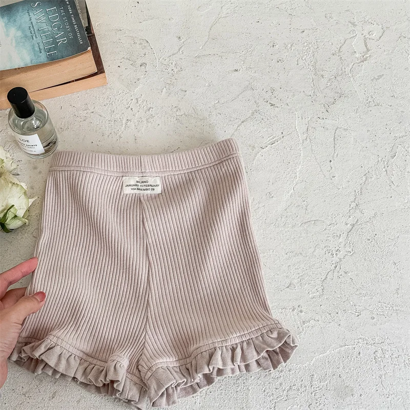 Summer New Girls Solid Shorts Children Loose Lace Shorts Toddler Ribbed Leggings Kids Casual Pants Baby Cotton Clothes