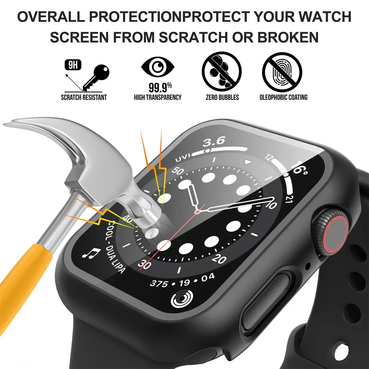 Enhanced Apple Watch Protective Case with Tempered Glass Screen Cover