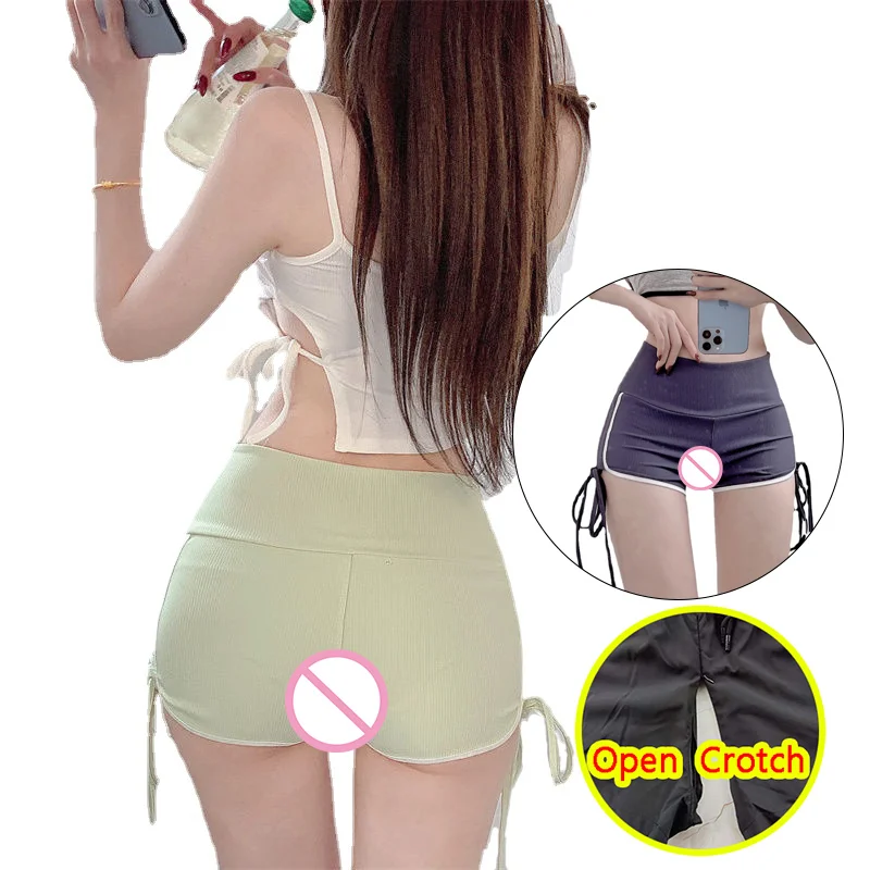 800px x 800px - Woman Sexy Open Crotch Shorts Sport Elastic Crotchless Hot Pants Booty  Skinny Zipper Outdoor Sex Porn Club Contrast Leggings - Shorts - AliExpress