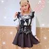 Japanese Gothic Lolita Ribbon Short Suspender plaid Skirt Girls Sweet Cute Lace A-Line Mini Skirts summer2024 black solid kawaii 5