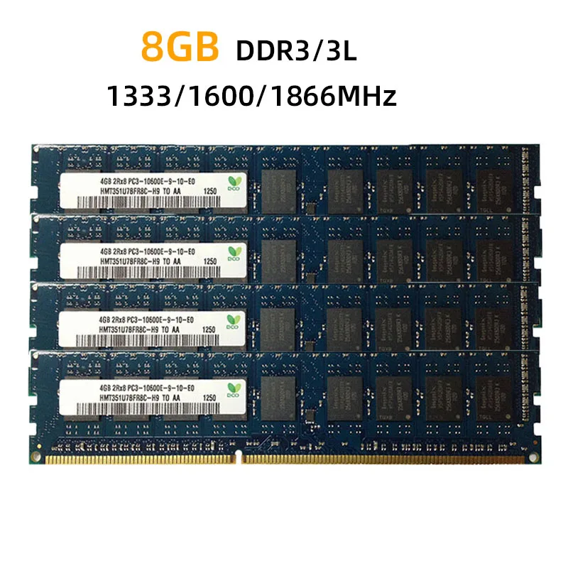Memória Pc3l 1333 1600 v 1866 v da Estação de Trabalho da Memória Pc3l Pc312800e v Ecc da Memória Ram Ddr3 1.35 Mhz 1.5 Mhz da Memória de 8gb Ecc