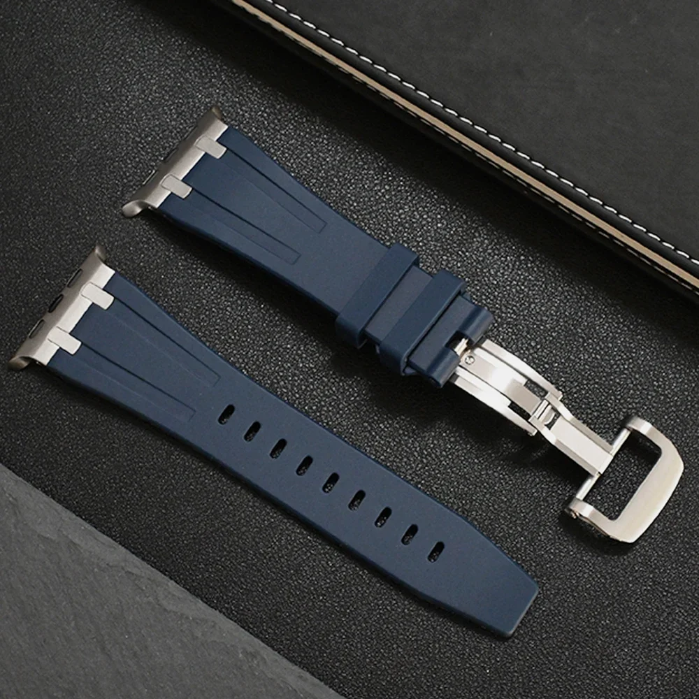 Titanium Color Band for Apple Watch Ultra 49mm series 9 45mm Silicone Watchband for iWatch ultra 2 8 7 se 5 4 6 42 44mm Bracelet