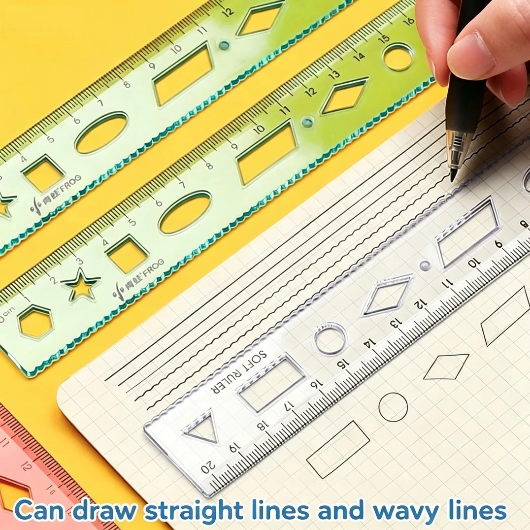 자, 문구류, 플라스틱, 부드러운, 투명, 휴대용, 다채로운, 학생용 자, 학교, 가정, 사무실용