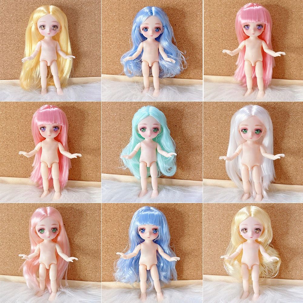 With Gold Brown Hair Doll Head High Quality 8 Styles Plastic Doll Joint 3D Eyes 1/7 1/8 Doll/16/23cm Doll