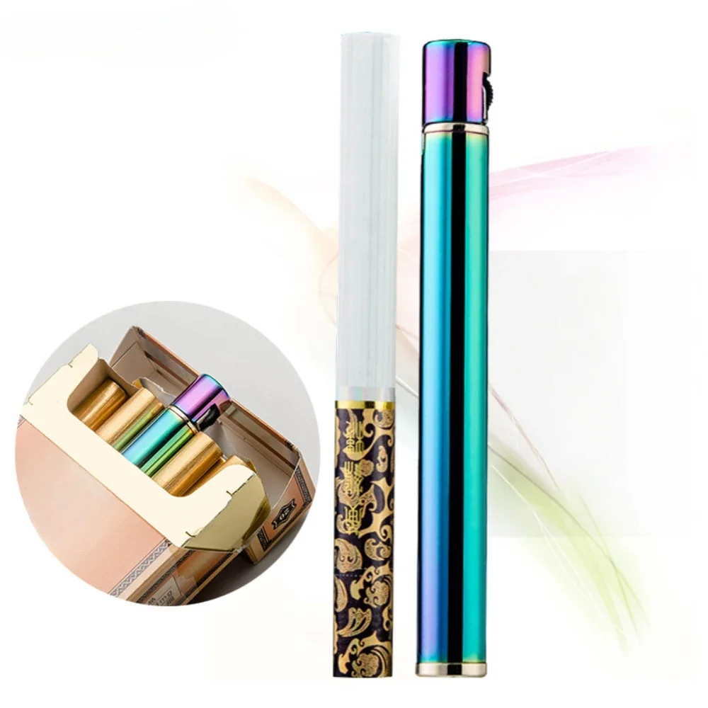 Mini Torch Lighter Refillable Turbo Butane Gas Lighter Cigarette Case Portable Grinding Wheel Flame Men Smoking Gadget