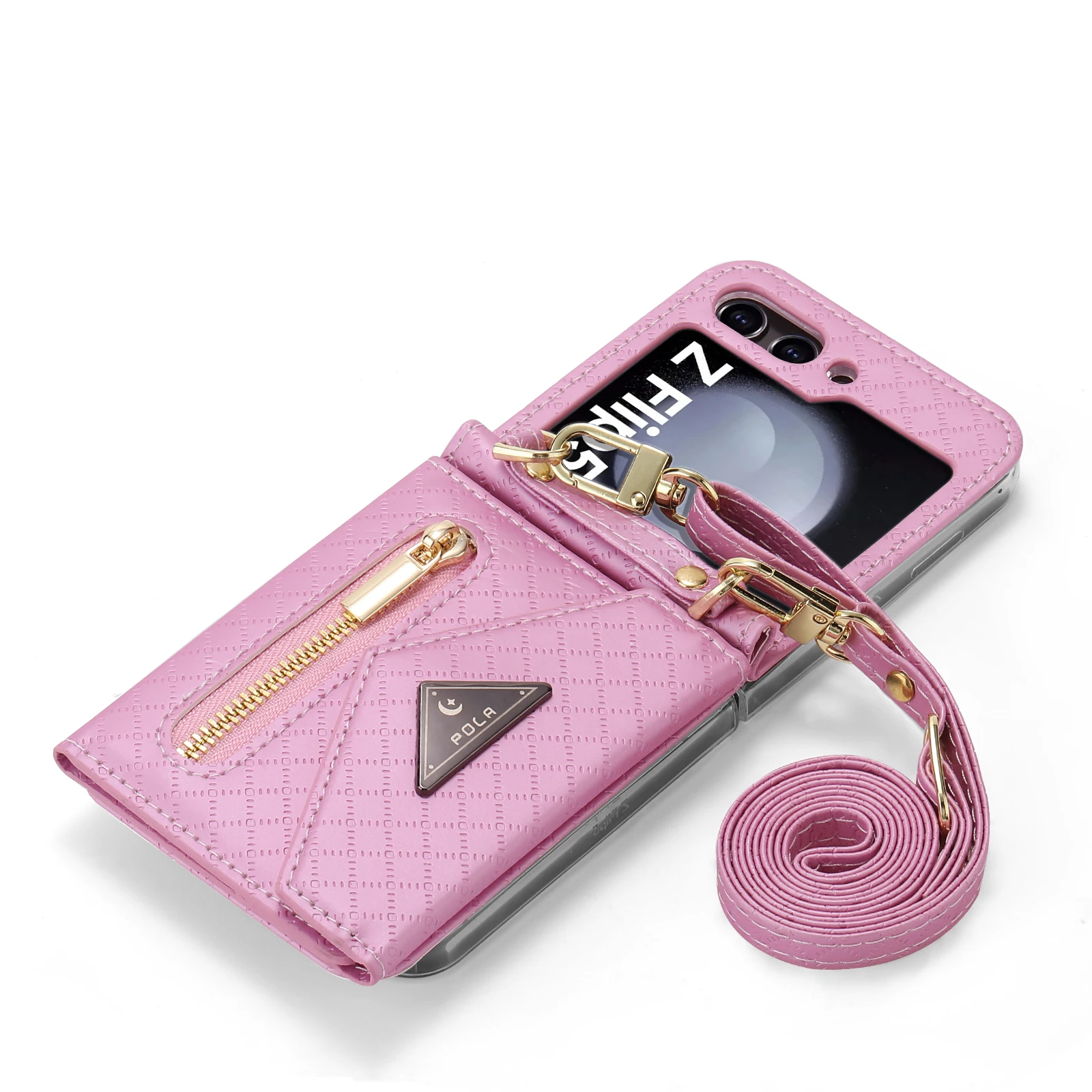 Zipper Leather Wallet Case with Card Holder & Wrist Strap – Magnetic Folio Handbag Cover