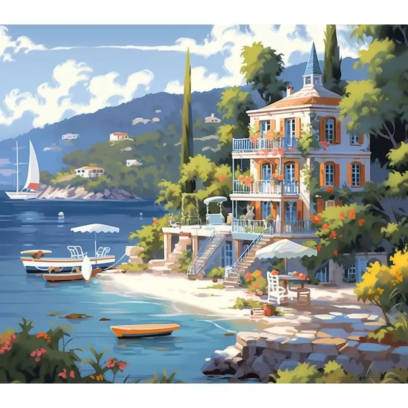 

Набор для рисования по номерам на холсте «Морская Вилла»